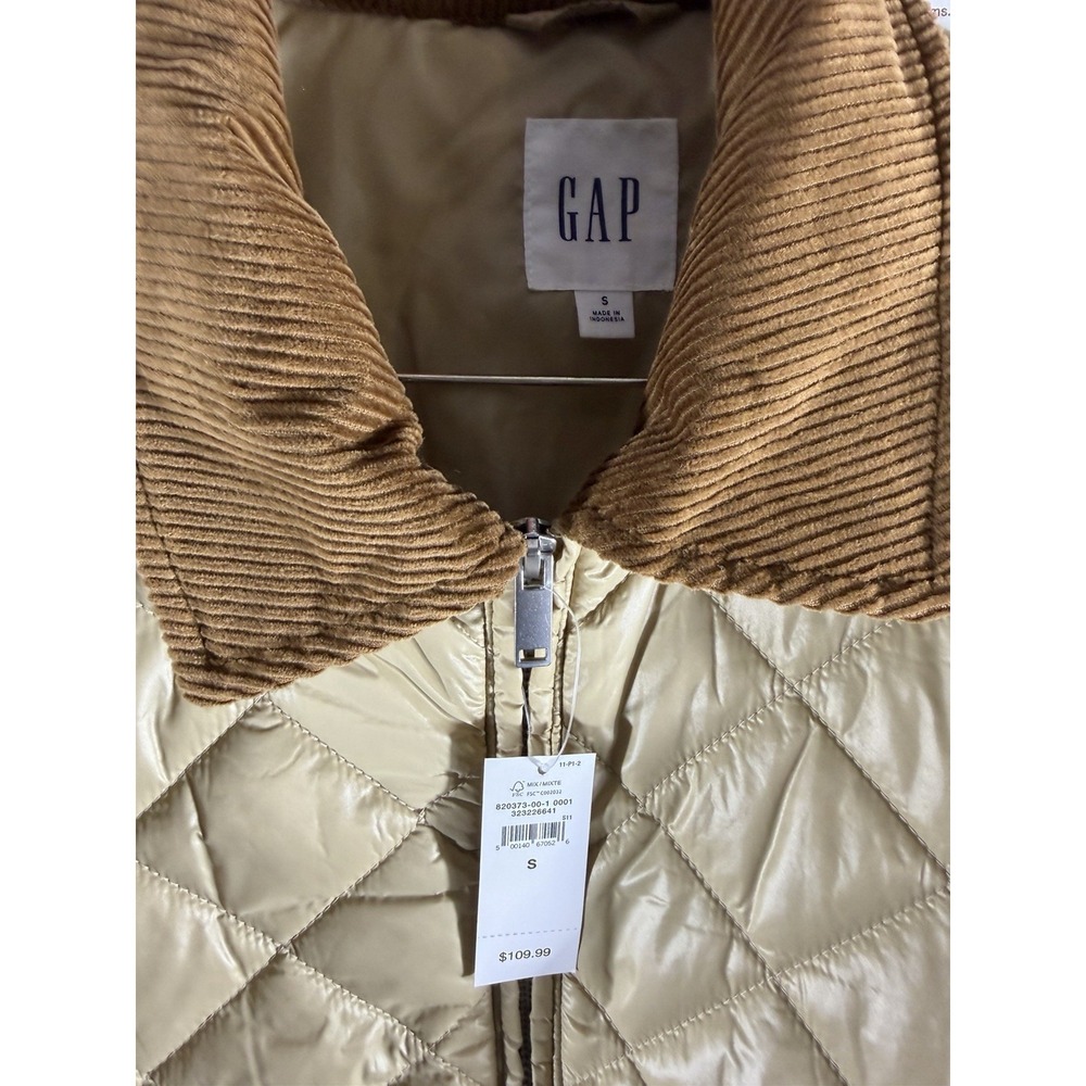 NWT GAP Relaxed Quilted Nylon Jacket Women's Size S Gold Khaki Brown MSRP $110 - Picture 2 of 5